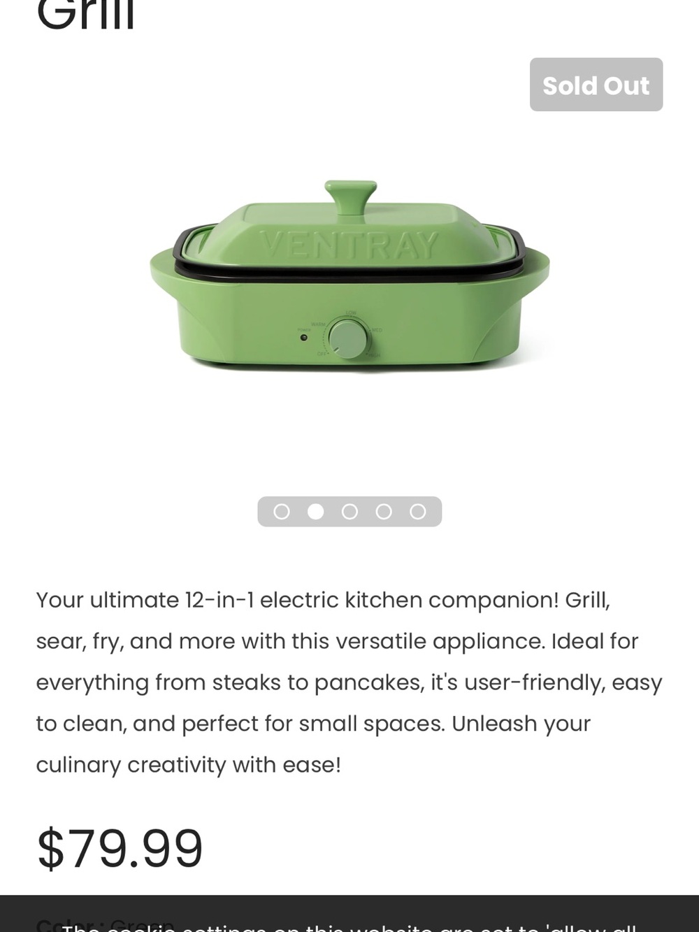 12-in-1 Electric Grill in Green